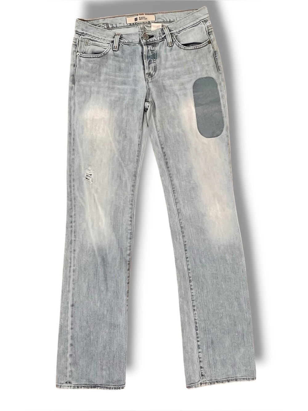 VTG 90s Gap Jeans Women 4 Long Blue Boycut Distressed Faded Patch Light Denim D4